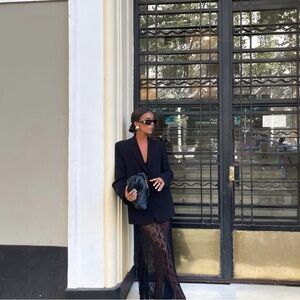 Zara blazer casual business office relaxed mom black suit jacket